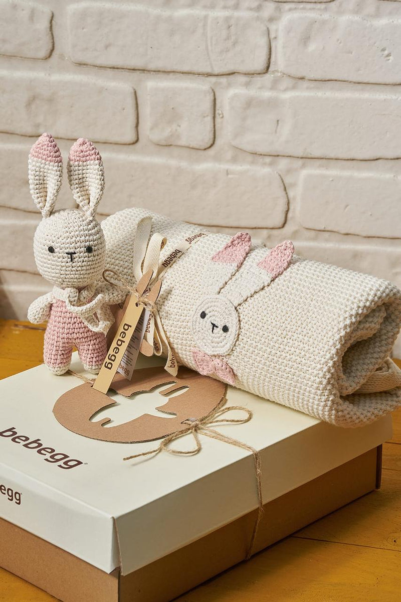 Pink Bunny Blanket Set